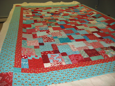 Red and Aqua Quilt ~ Finally Quilted!