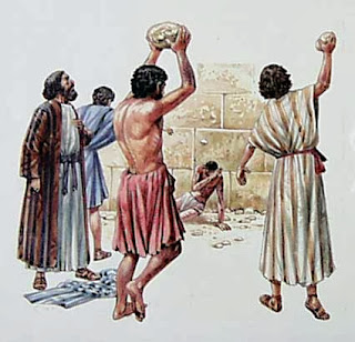 Illustration of the stoning of Stephen - Acts 7:58-60