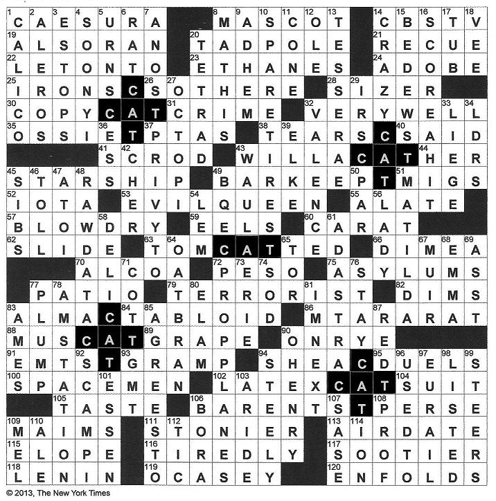 New York Times Crossword Puzzle Sunday May 26 2013
