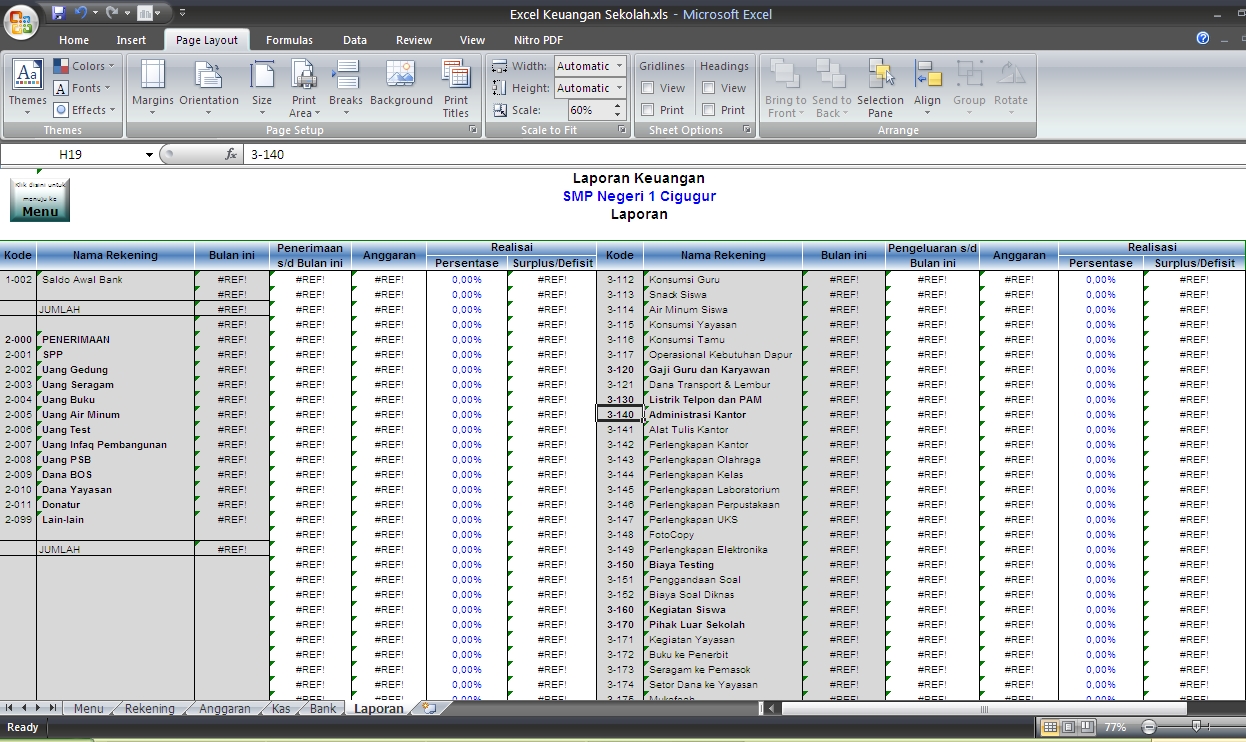 Format Laporan Keuangan Sekolah Excel