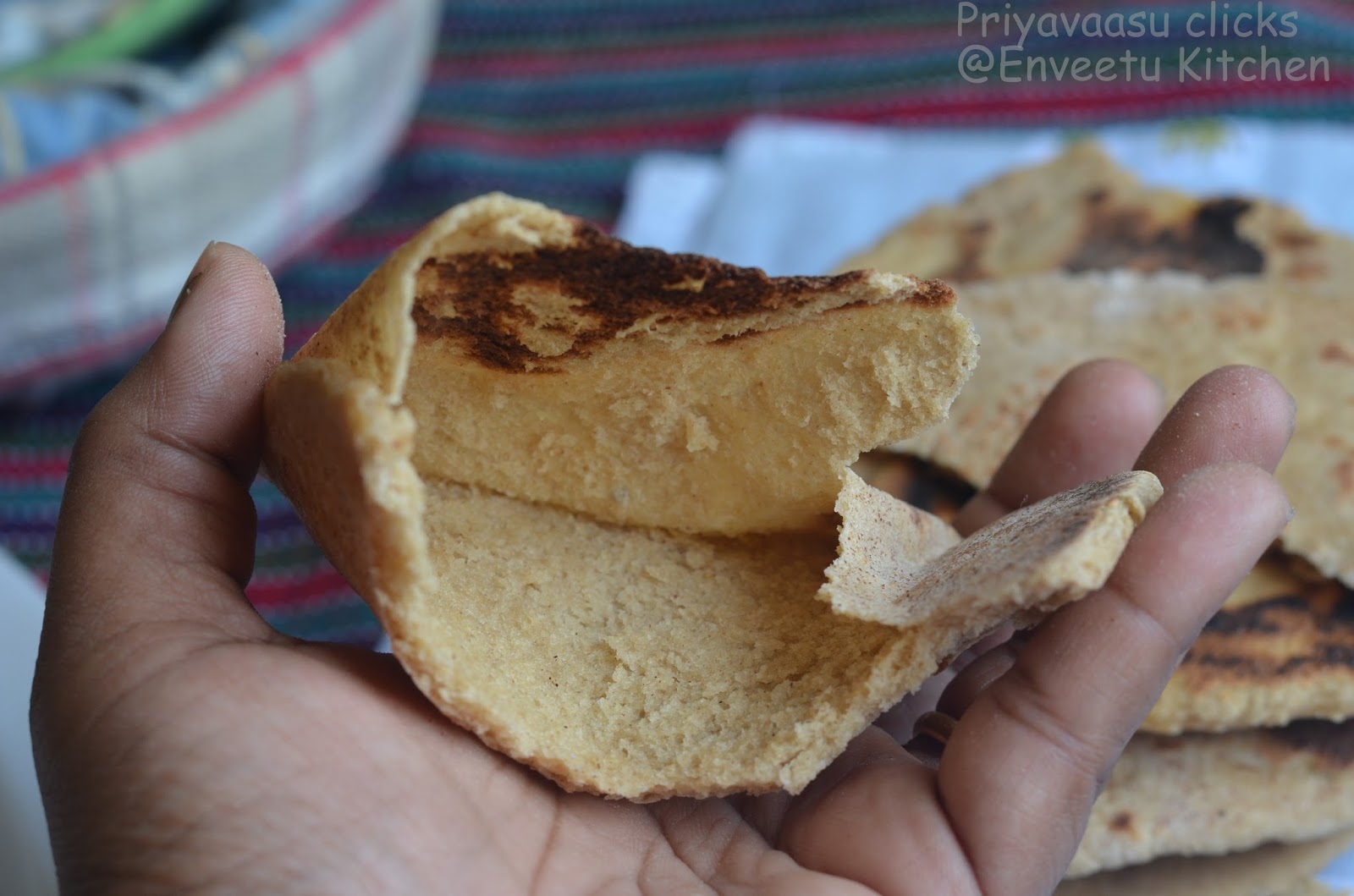 Khubz Arabi/Arabic Pita Bread/Multigrain Pita Bread on stovetop from