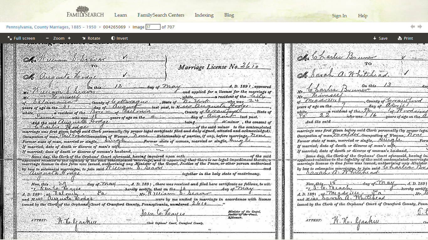 GeneaMusings Pennsylvania Marriages, 18851950 on FamilySearch!
