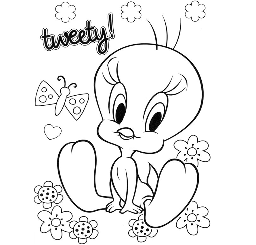 Cute Tweety Bird For Kid Coloring Page Free wallpaper