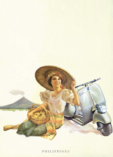 The scooter artwork was lifted from one of the preexisting Vespa pinups
