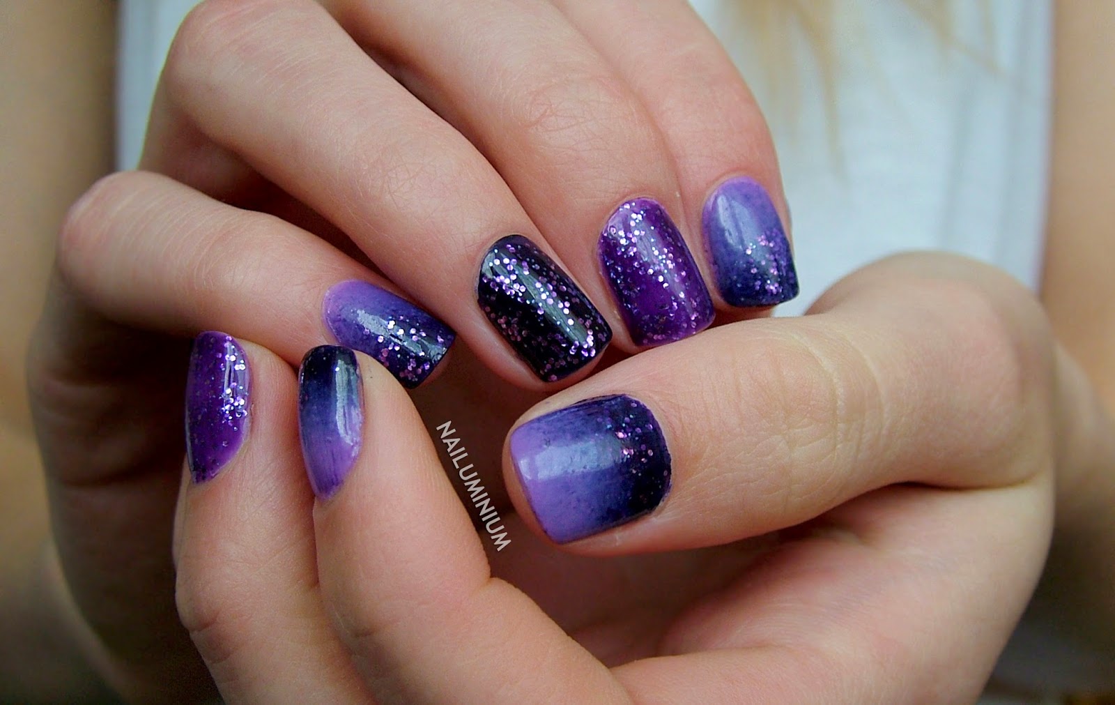 Black and Purple Ombre Nails - wide 5