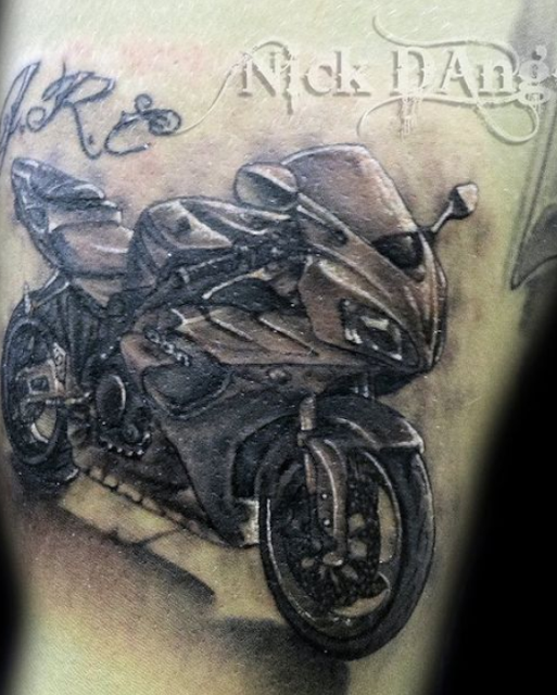 3D Tattoo of Motorbike