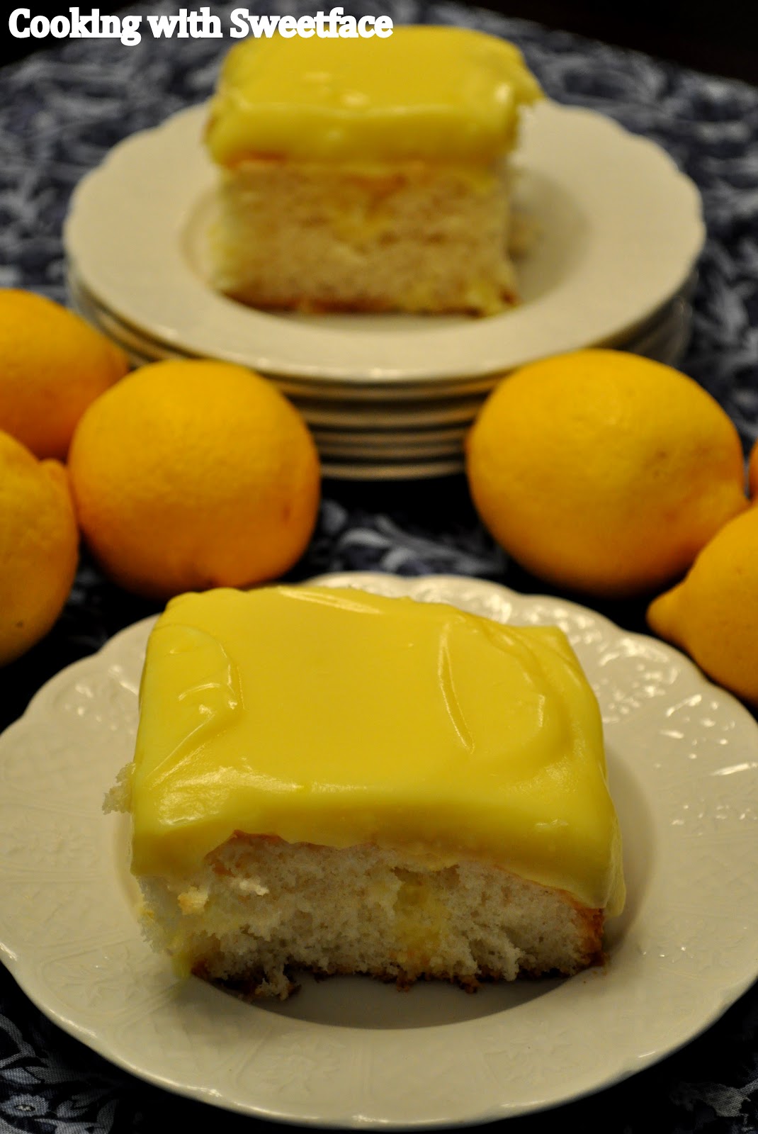 CookingwithSweetface Lemon Pudding Poke Cake