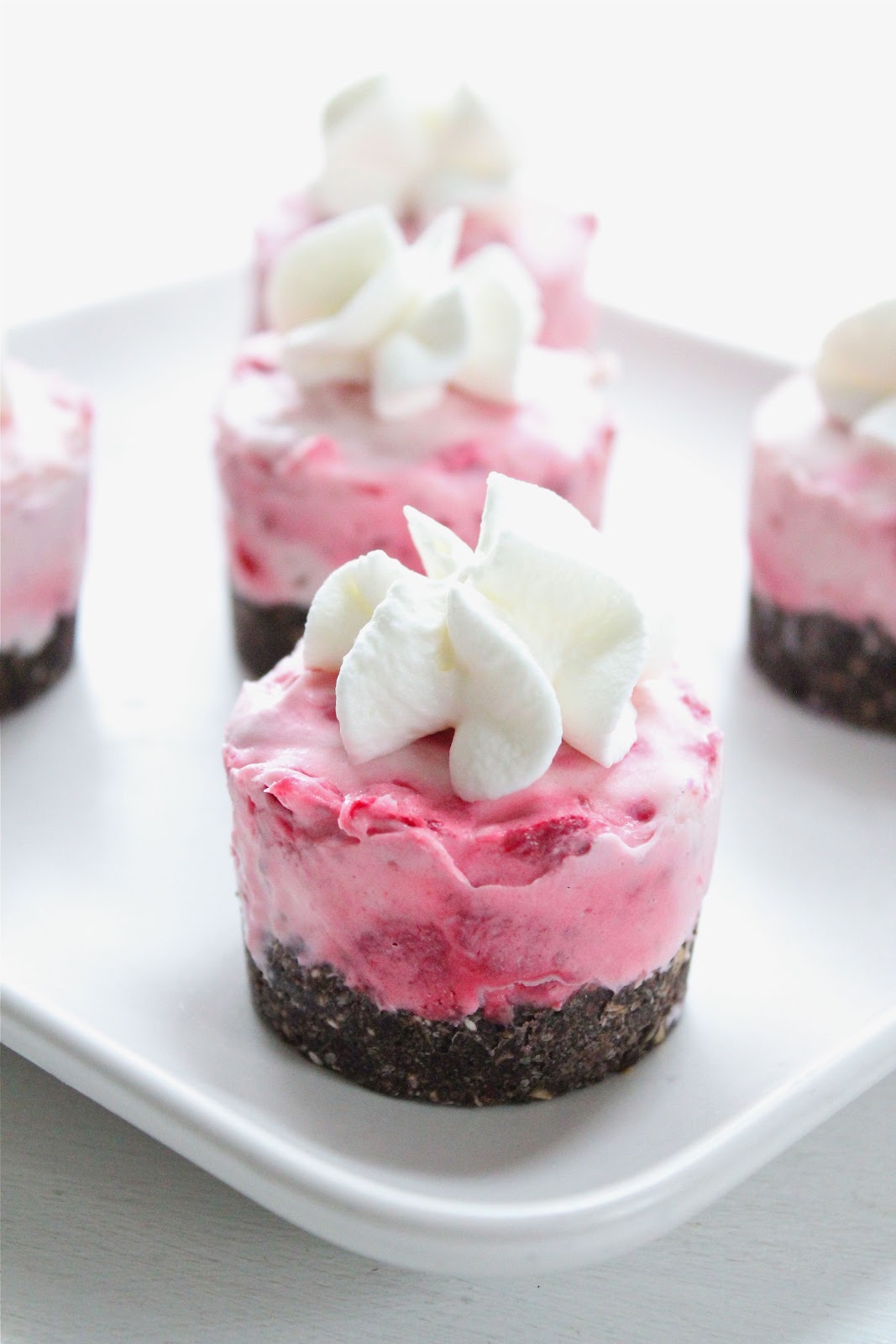 No bake mini raspberry cheesecakes for a virtual baby shower