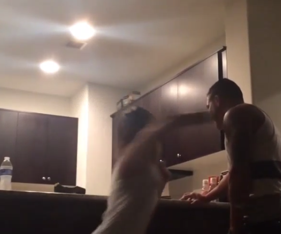 Anthony Pettis getting punched in the face by his girlfriend