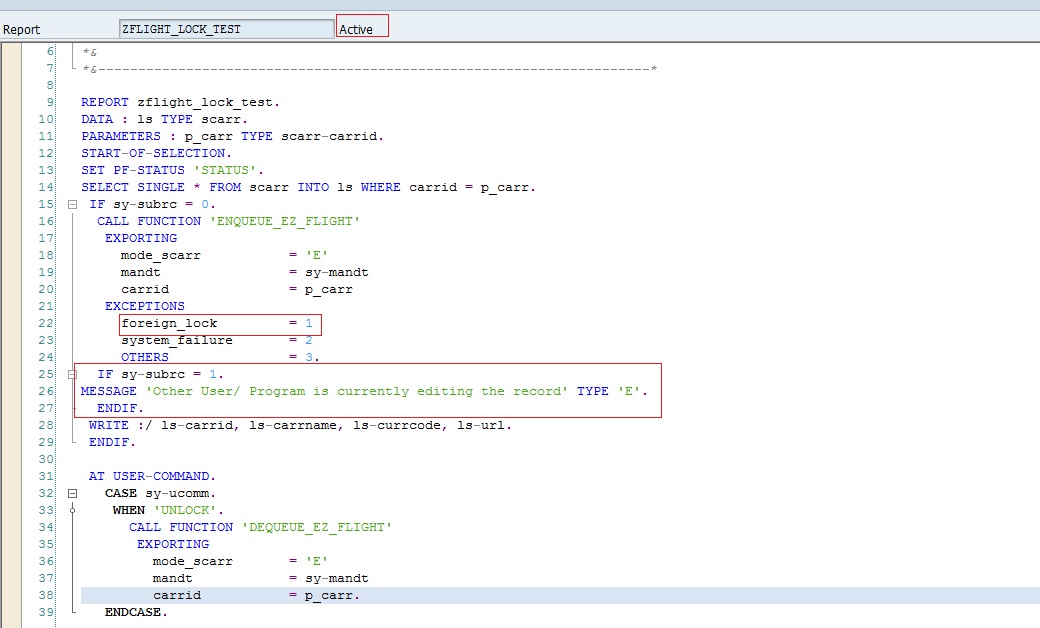 TECHSAP Creating Lock Object and Using Lock in Program
