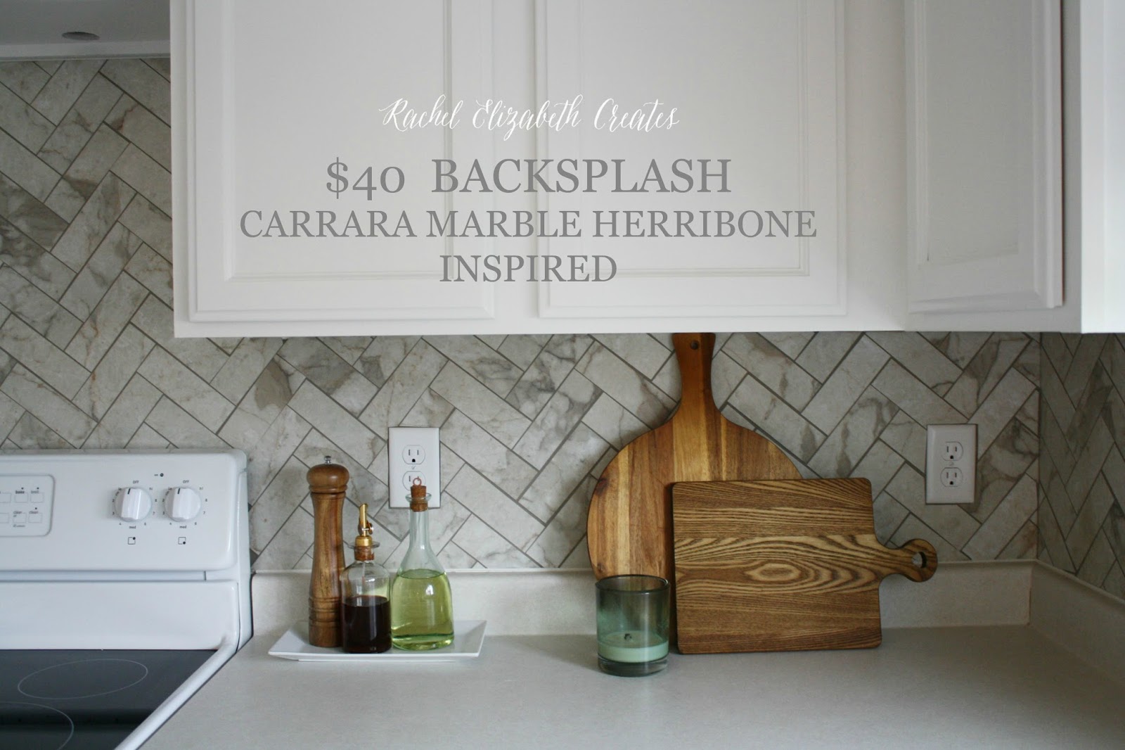 40 carrara marble herringbone inspired backsplash tutorial ...