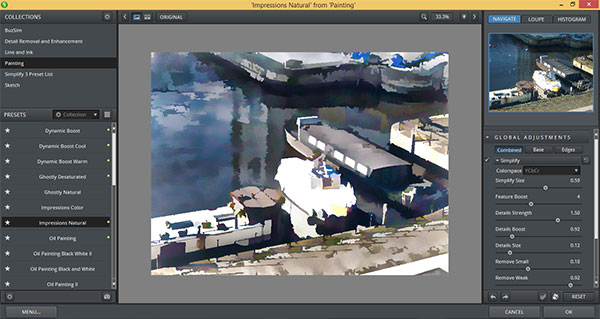 Topaz Simplify window with controls Topaz Simplify window with controls