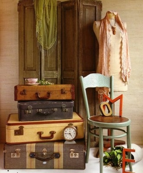 Ethnic Cottage Decor Decorating with Vintage Luggage