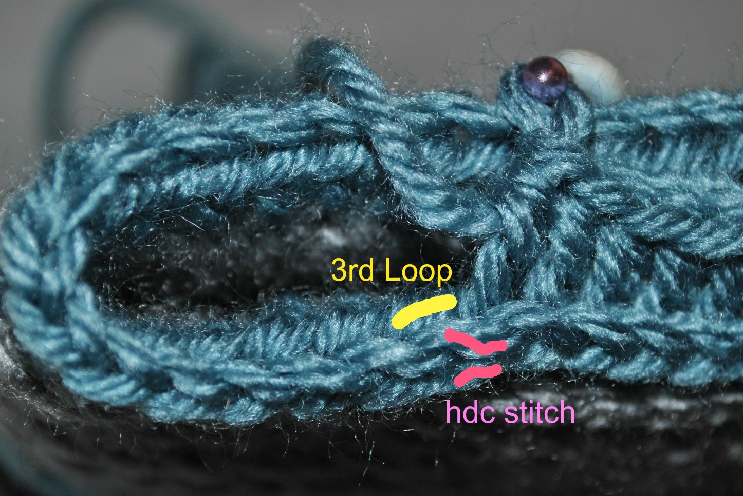 Round 3-27: DO NOT join, hdc in 3rd loop of next stitch. (SEE PHOTO)