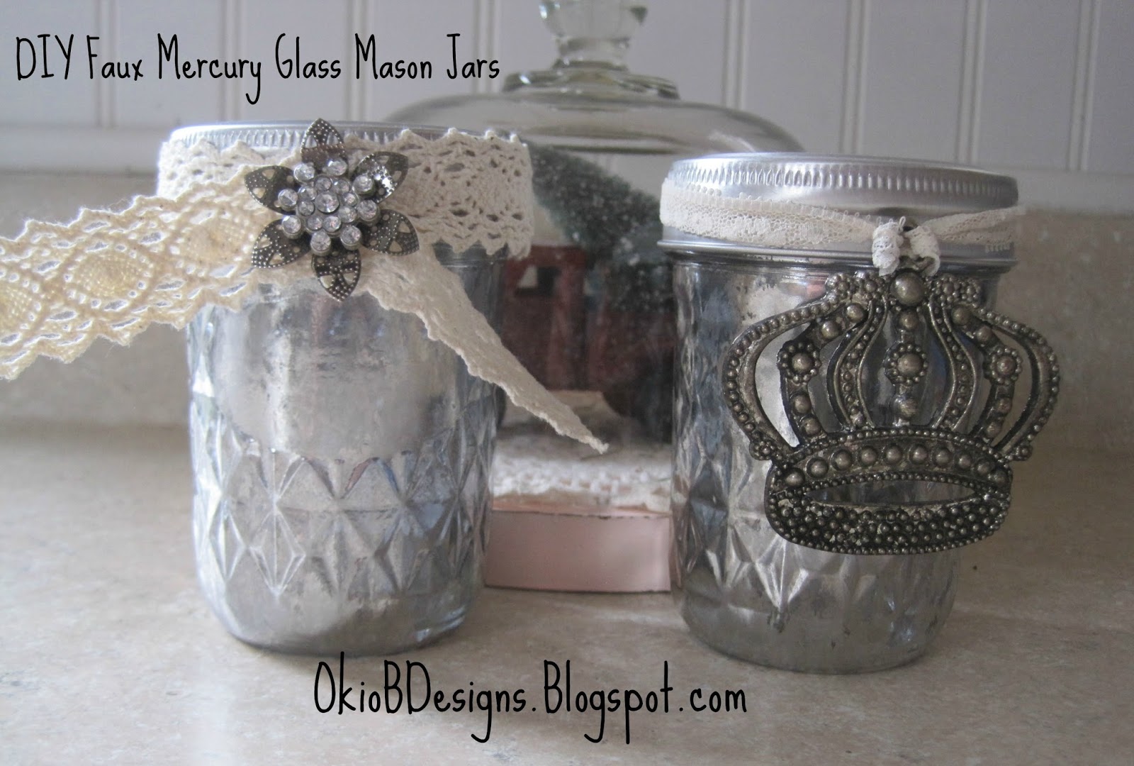 DIY Faux Mercury Glass Mason Jars Okio B Designs