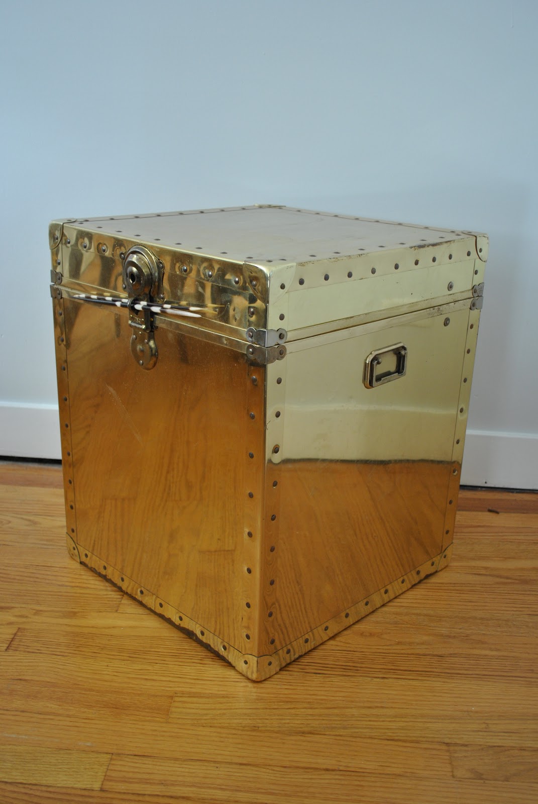 Houndstooth Vintage SOLD Brass Trunk/End Table