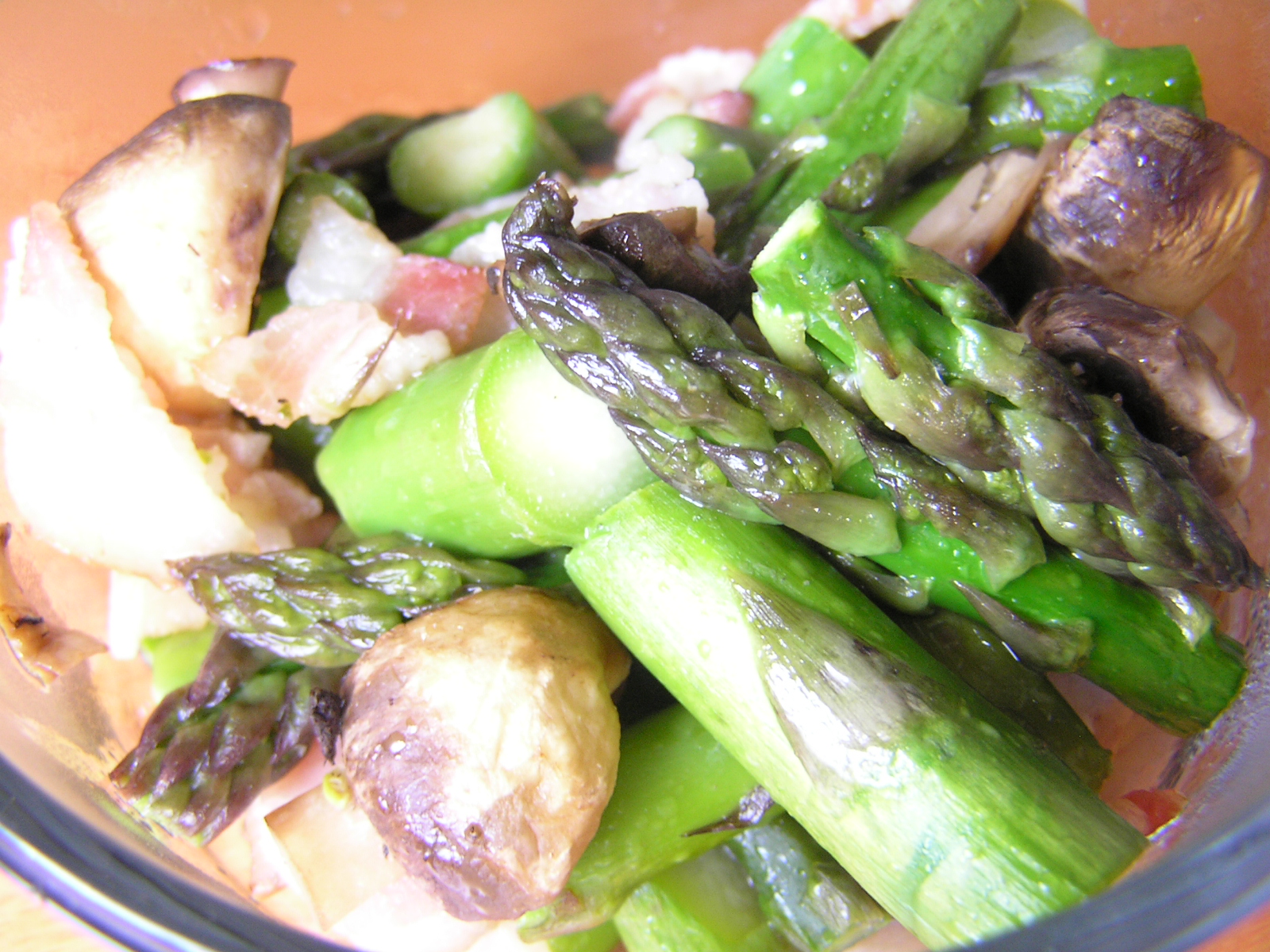 Roasted Asparagus With Mushrooms & Bacon A Life Unprocessed