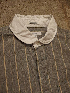 Engineered Garments Rounded Collar Shirt in Navy/Khaki St.Combo Spring/Summer 2015 SUNRISE MARKET