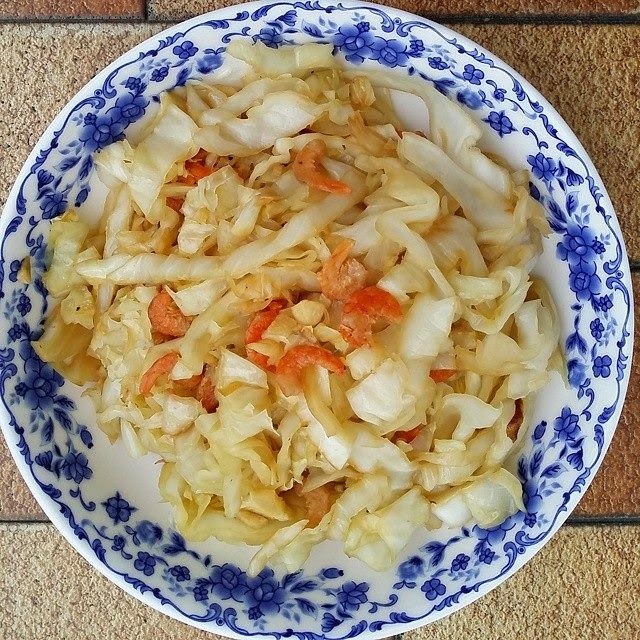 food.friend.or.foe? Simple Stir Fry Cabbage and dried shrimp