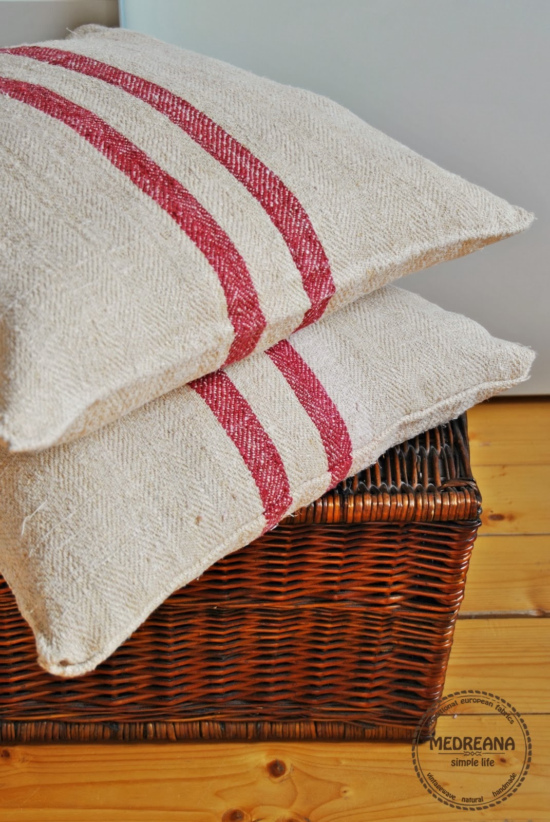 Medreana Vintage Authentic Grain Sack Pillow Cover/Antique hemp linen