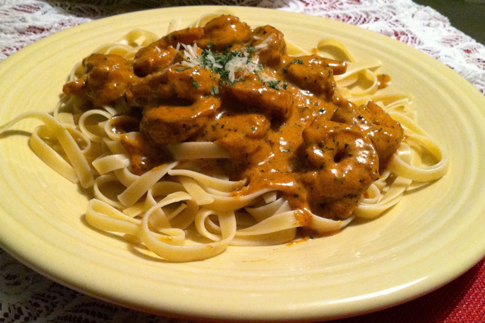 The Tiny Kitchen Adventures Alfredo with a kick! Spicy Cajun Shrimp