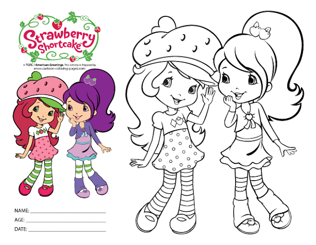 Beautiful Strawberry Shortcake Coloring Page for Kids of a Cute Cartoon Colour Drawing HD Wallpaper
