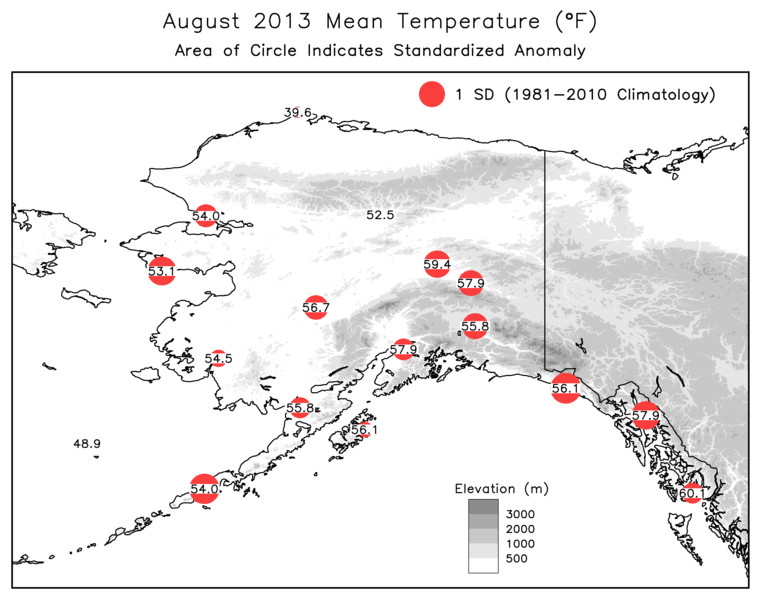 Deep Cold Alaska Weather & Climate August and Summer Anomalies