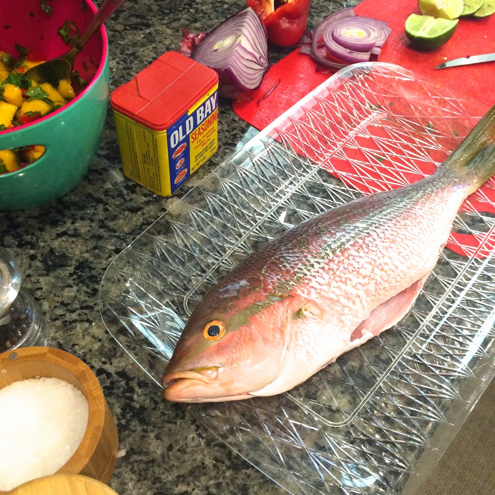 Becki Melvie Grilled Yellowtail Snapper with Mango Salsa + NEWS