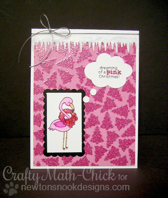 Pink Flamingo Christmas Card by Crafty Math-Chick | Flirty Flamingos stamp set by Newton's Nook Designs #newtonsnook #flamingo