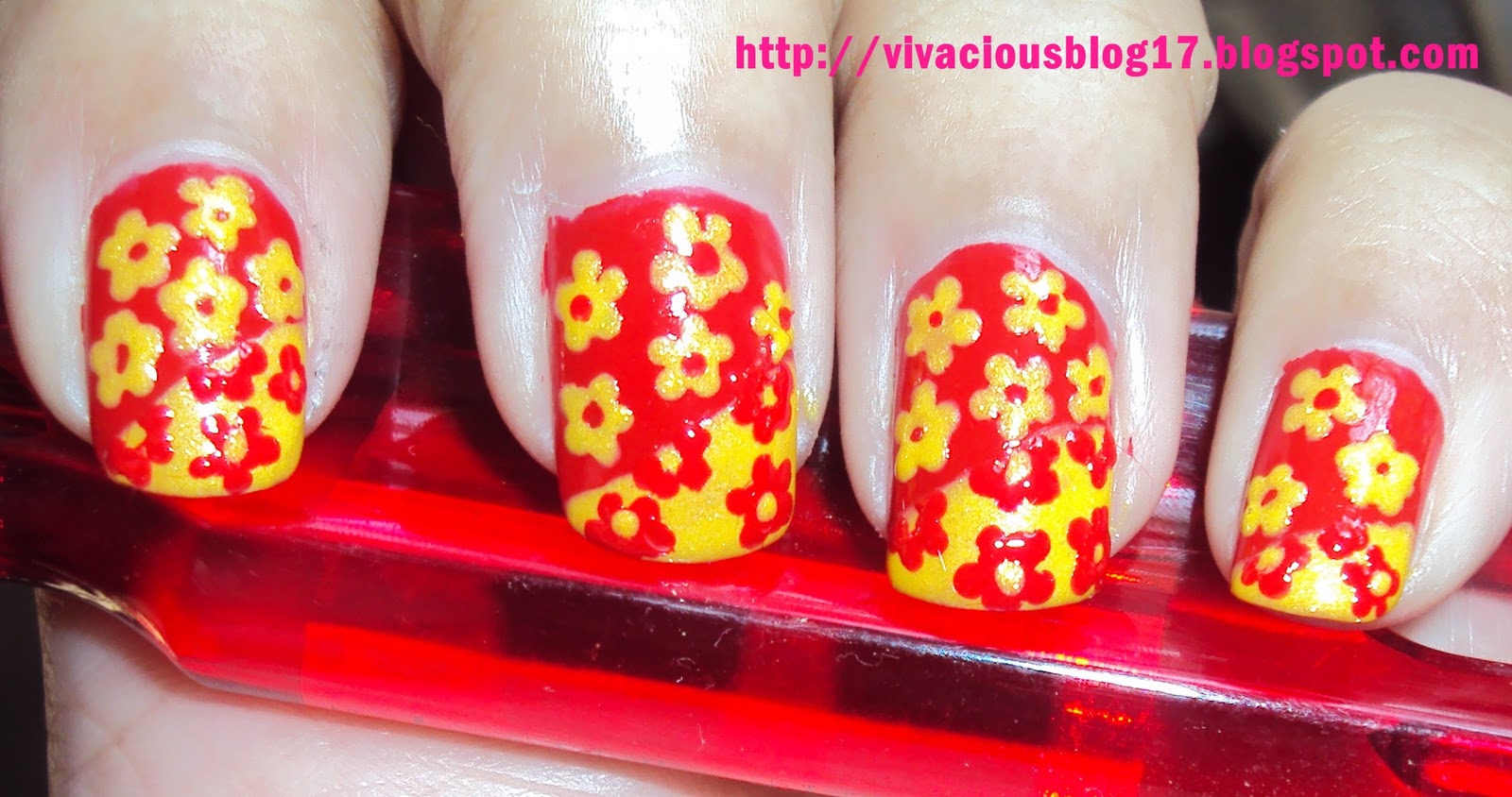 Red and Yellow Ombre Nail Design - wide 8