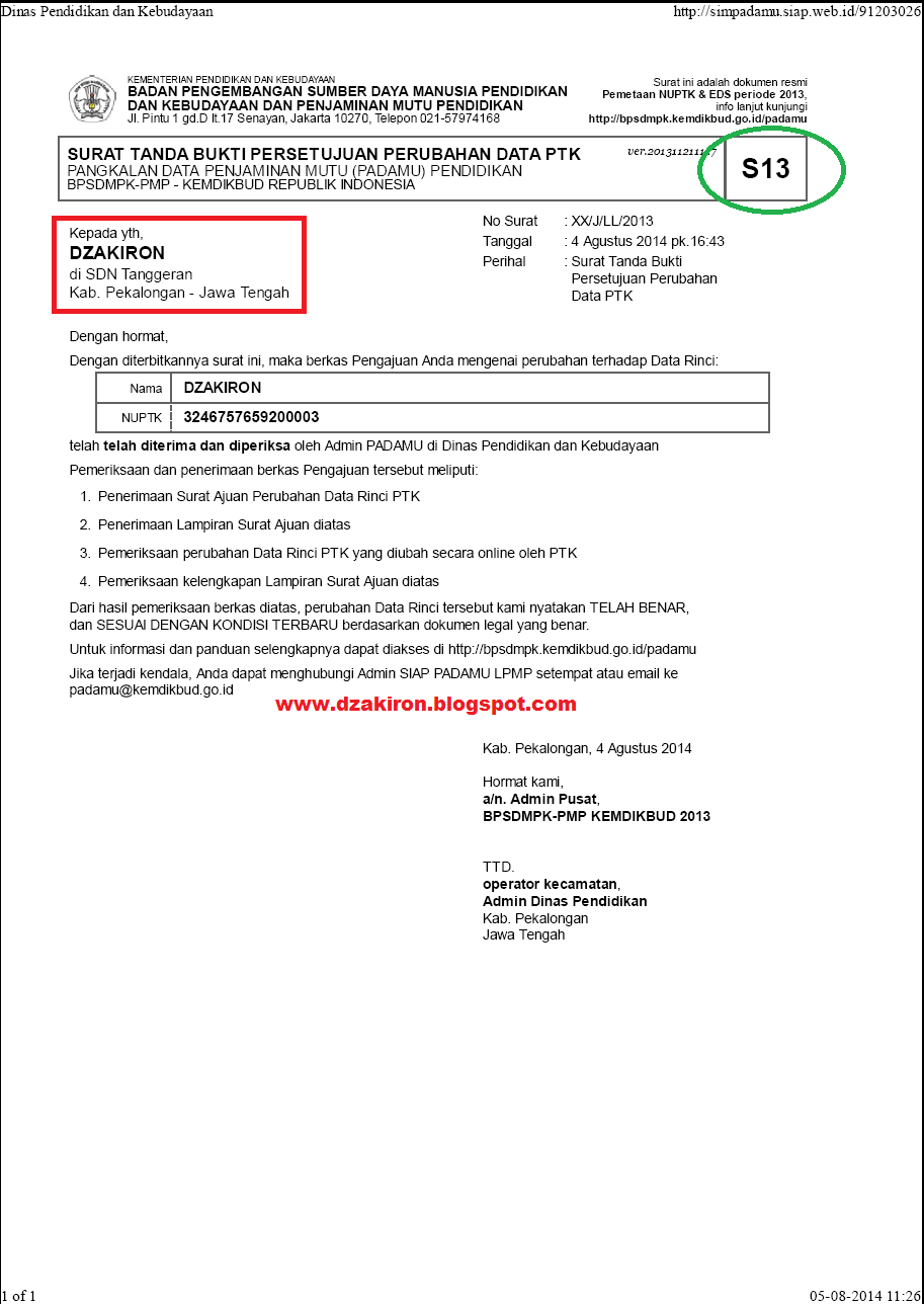 AJUAN DAN BUKTI PERMANEN PERUBAHAN DATA PADAMU NEGERI