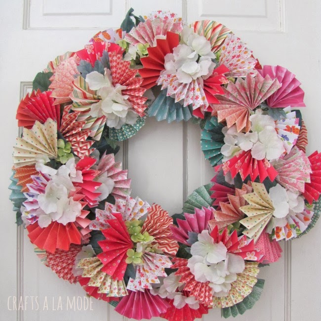 Colorful Spring Wreath Using Pretty Papers image by Crafts a la Mode