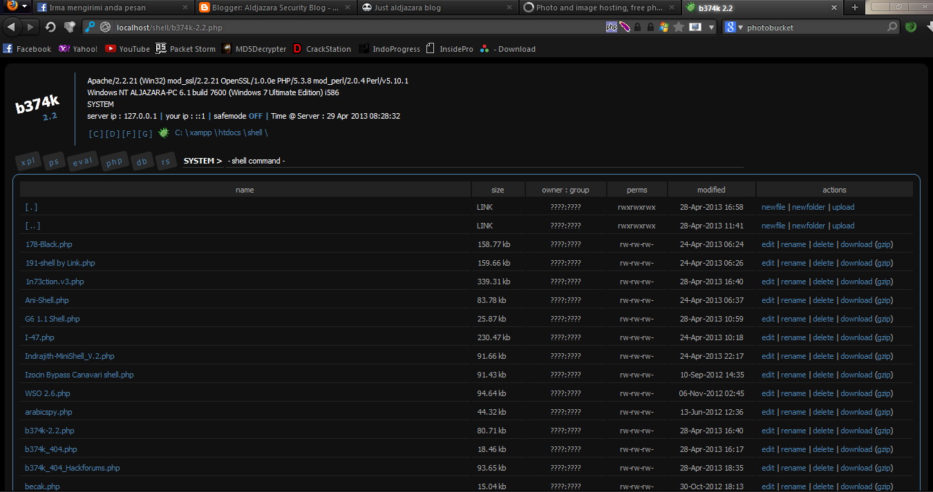 PHP Shell Backdoor aldjazara blog