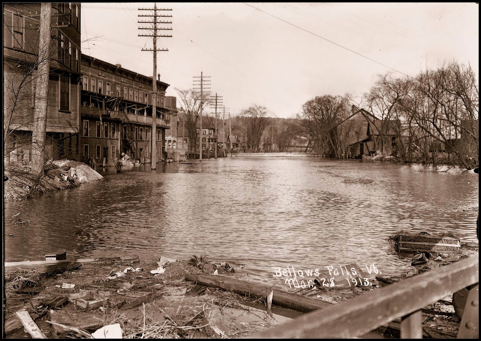 Historic Photos Bellows Falls, VT and surrounding area Flood of 1913