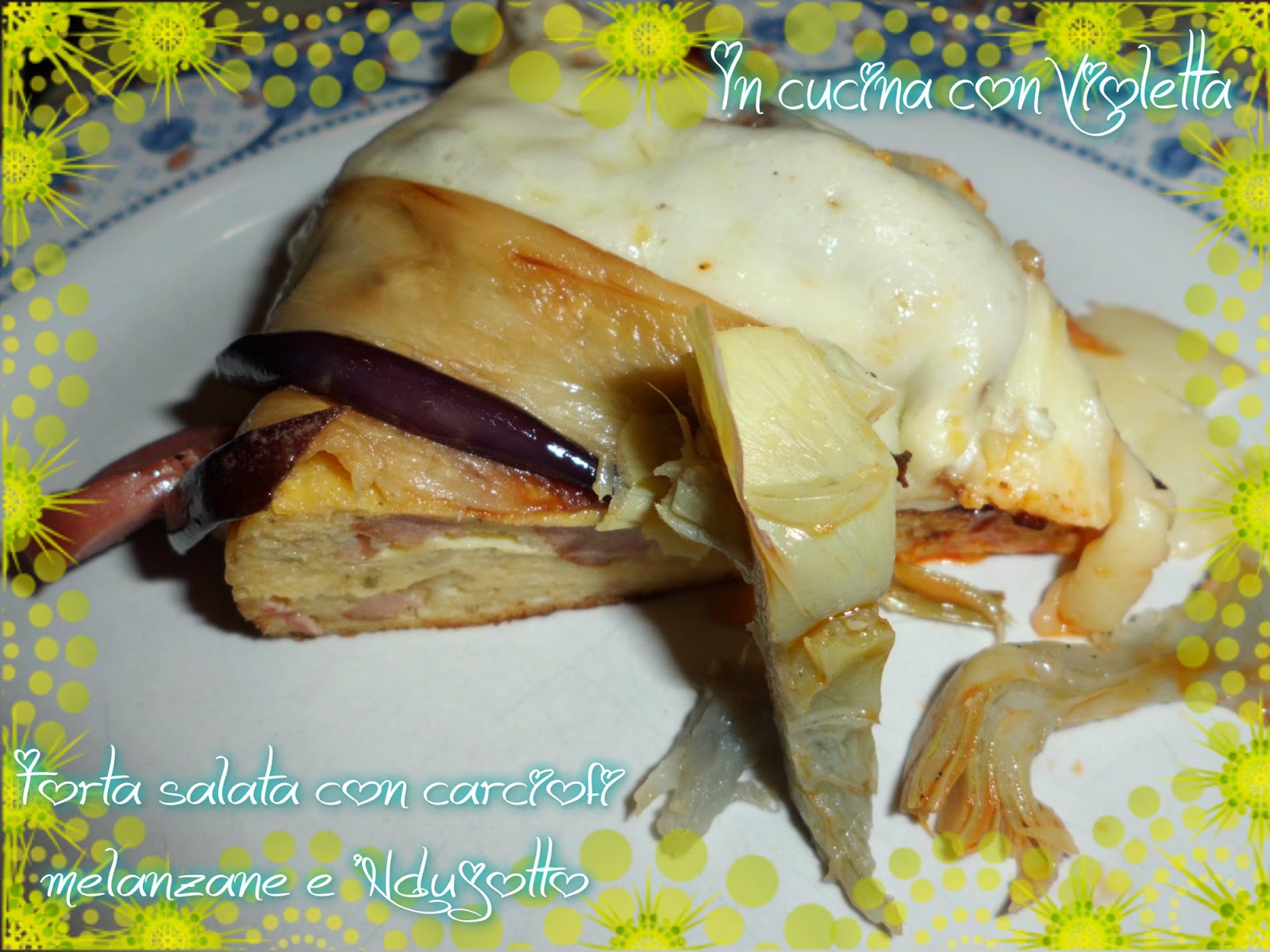 torta salata con carciofi melanzane e 'ndujotto