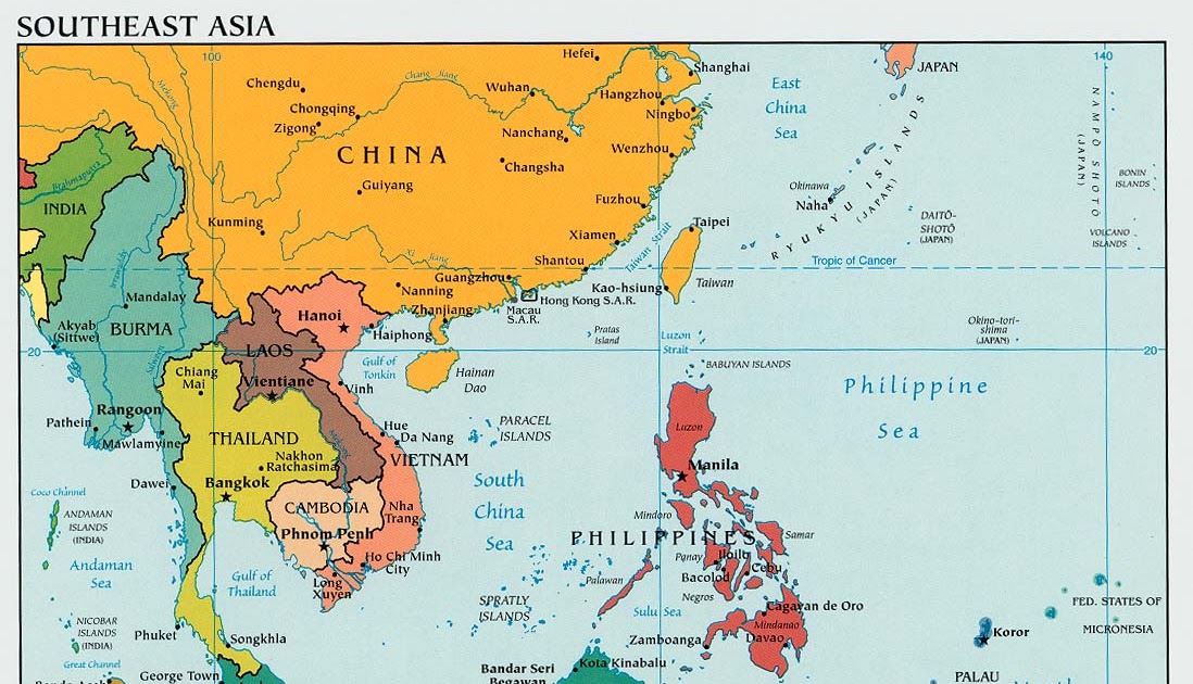 Kaart landen ZuidoostAzië Kaart landen ZuidoostAzië, Indochina, Soendaeilanden