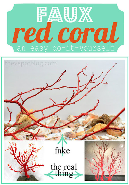 How to make fake coral. Faux red coral using sticks and paint. DIY