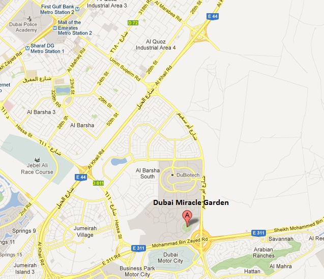 dubai miracle garden location map