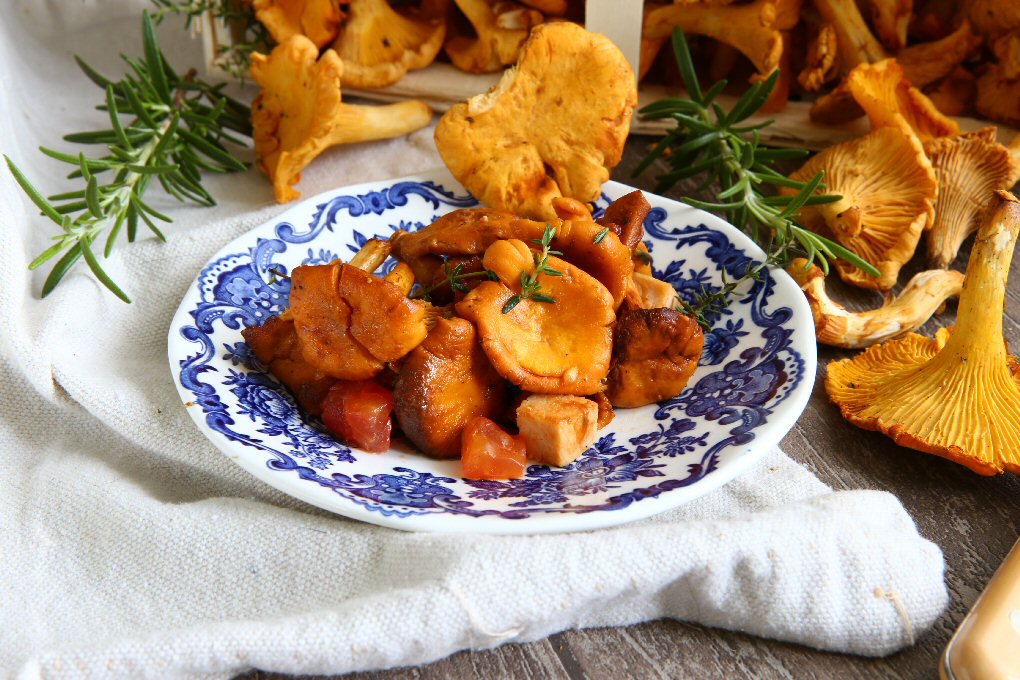 Chanterelle Omelette and Sauteed Chanterelles with Fresh Herbs