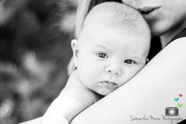 black and white of serious baby