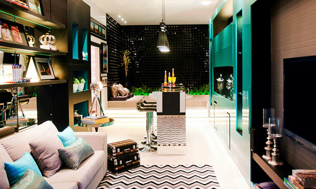 decoracao de sala azul turquesa e amarelo:Oficina de Arquitetura: Paredes pretas decoracao de sala azul turquesa e amarelo:Oficina de Arquitetura: Paredes pretas