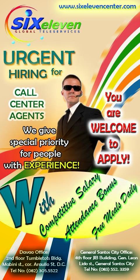 Davao Jobs Six Eleven Global Is In Need Of 150 Centerts Davao Jobs Six Eleven Global Is In Need Of 150 Centerts