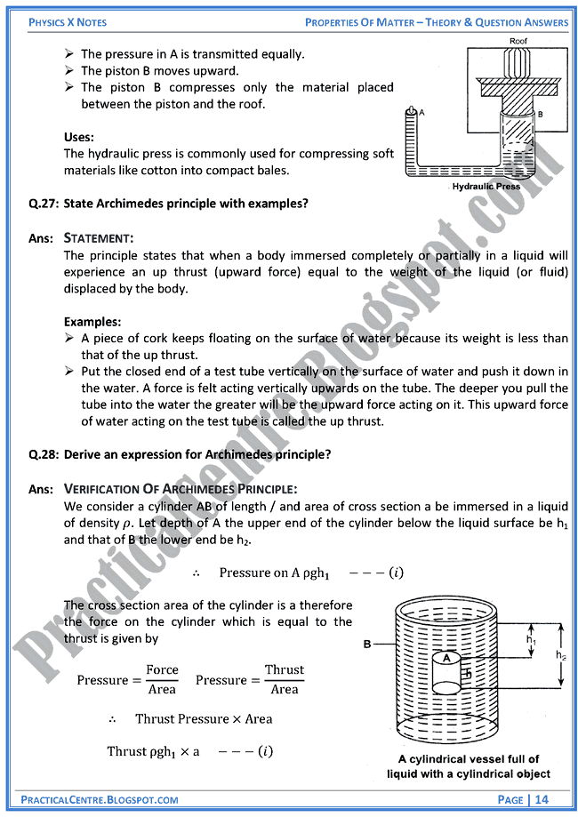 Properties Of Mater - Theory & Question Answers - Physics X