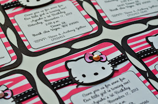 hello kitty hot pink and black zebra invitations