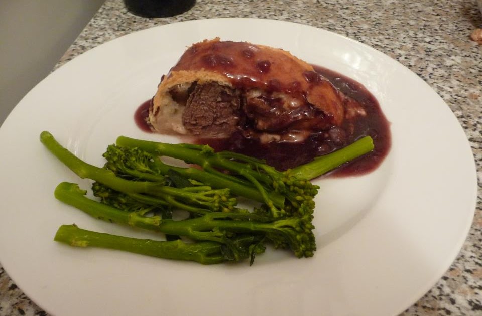 RiseandDine Beef wellington with goats' cheese and red wine gravy