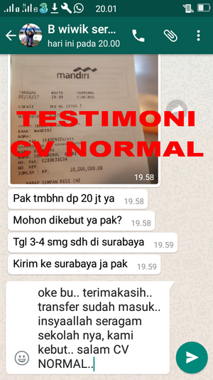 TESTIMONI PEMBELIAN BAJU SERAGAM SEKOLAH CV NORMAL