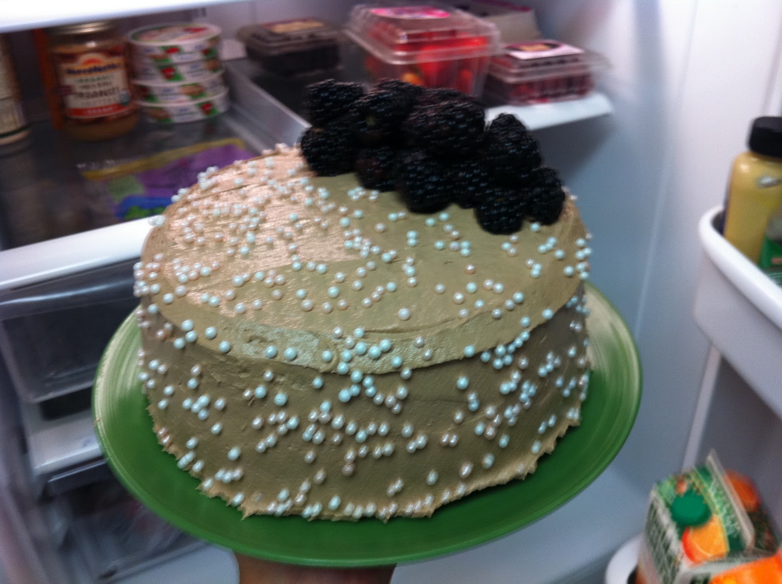 Stracciatella Double Layer Chocolate Cake with Blackberry Jam Filling