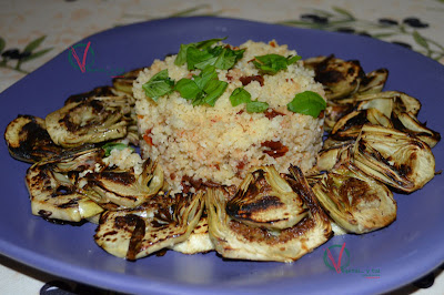 
alcachofas A La Plancha Con Cuscús De Tomates Secos
