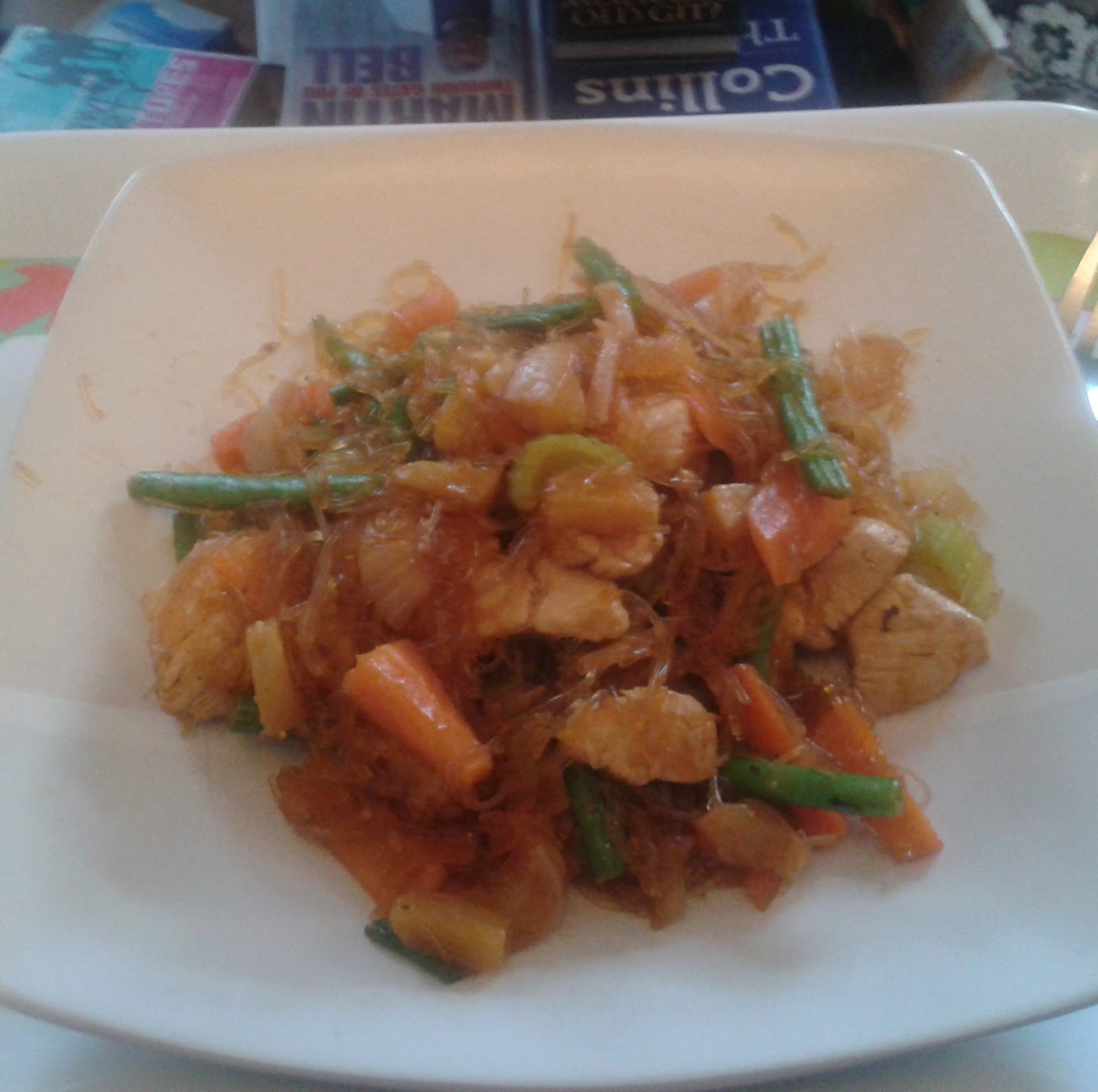 Foul Mouthed Princess Chicken and green bean vermicelli noodles