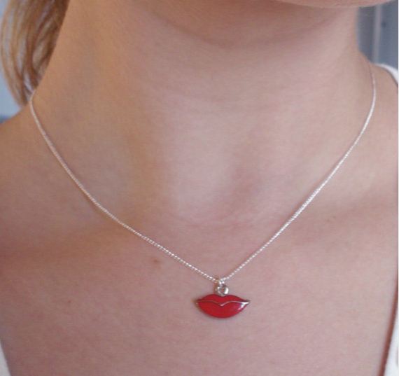 From the Ash Tree Meadow... Lips Charm Necklace Jewelry